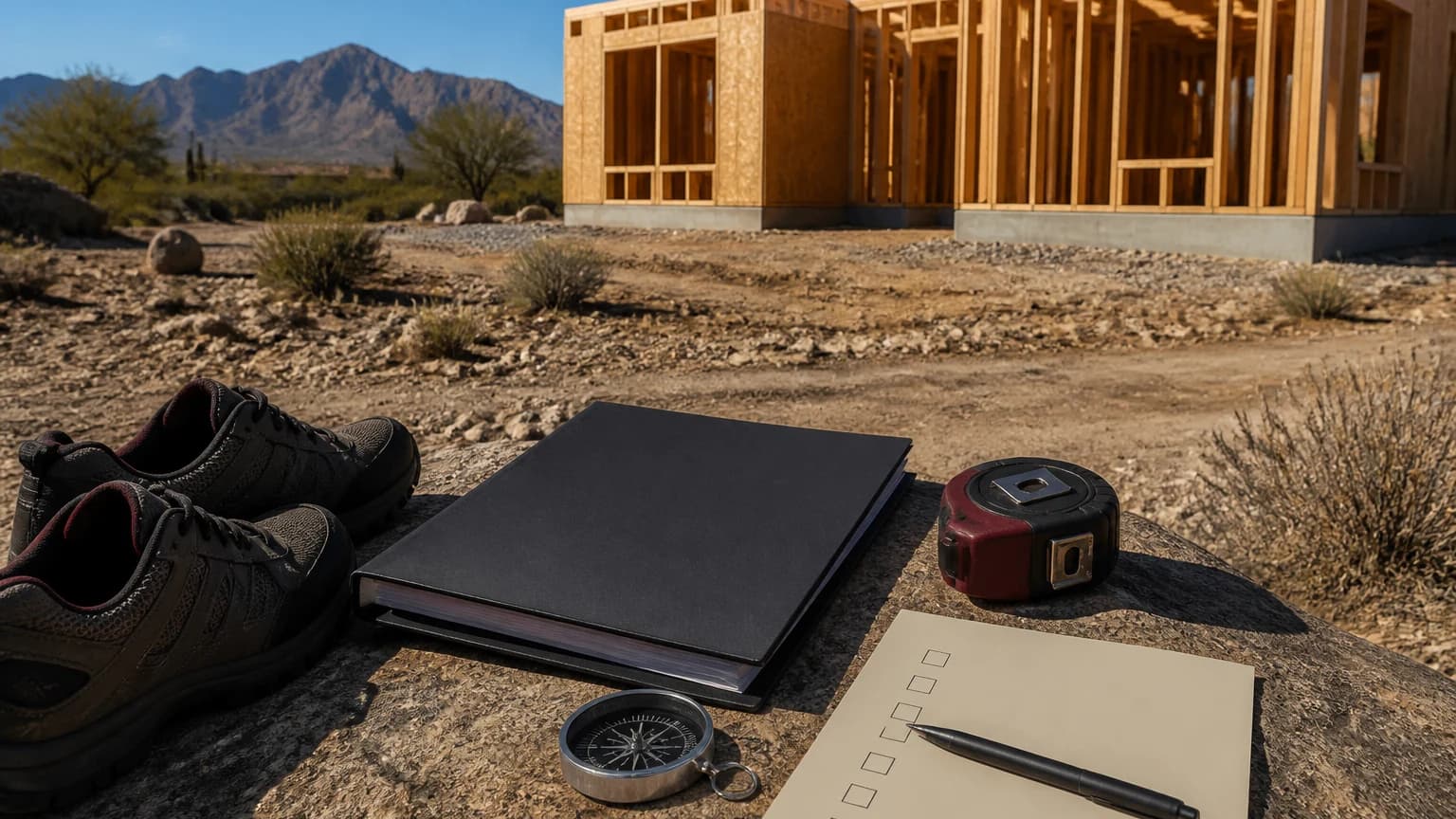 Representative modern desert home near the mountains